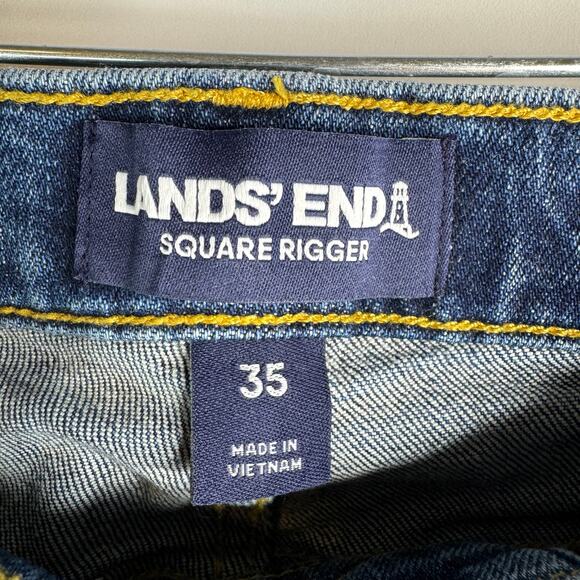 Lands End Square Rigger Straight Fit Jeans Medium Blue Wash Mens size 35x33 - Picture 5 of 8